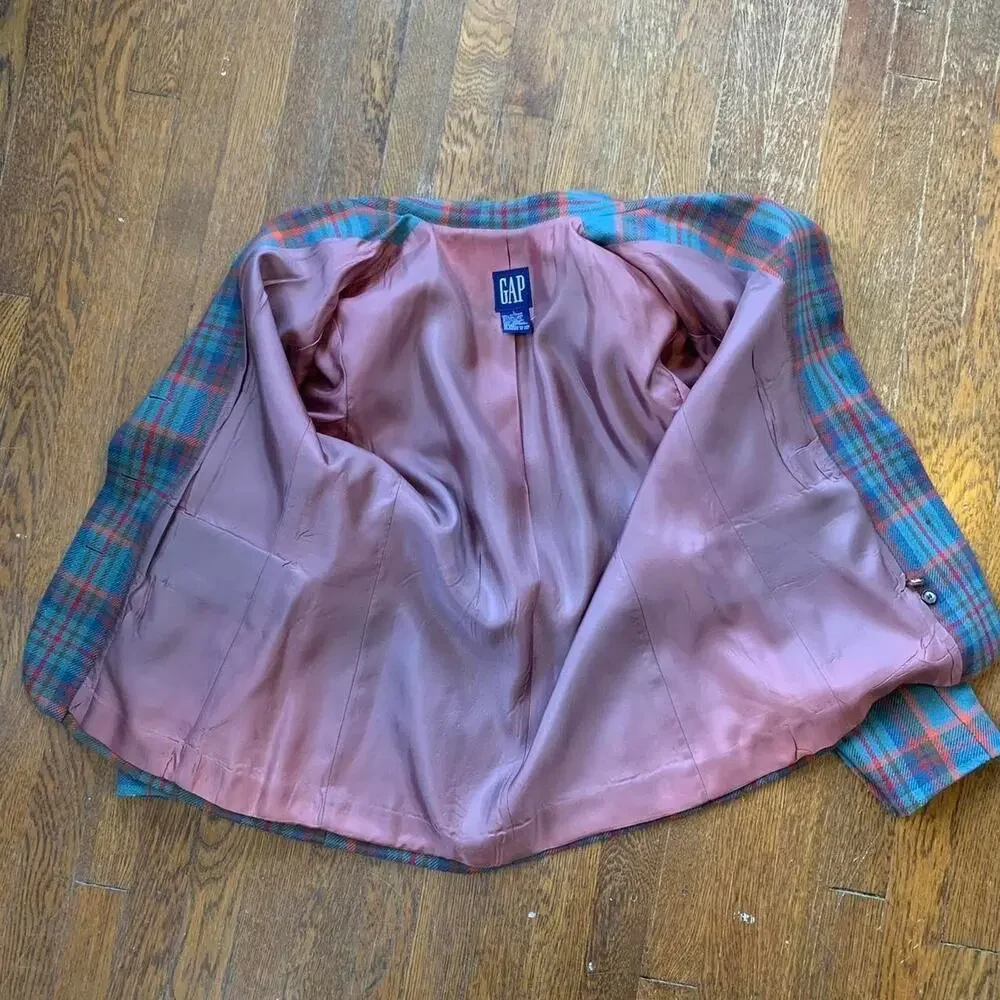 Vtg 80s gap plaid gap blazer large